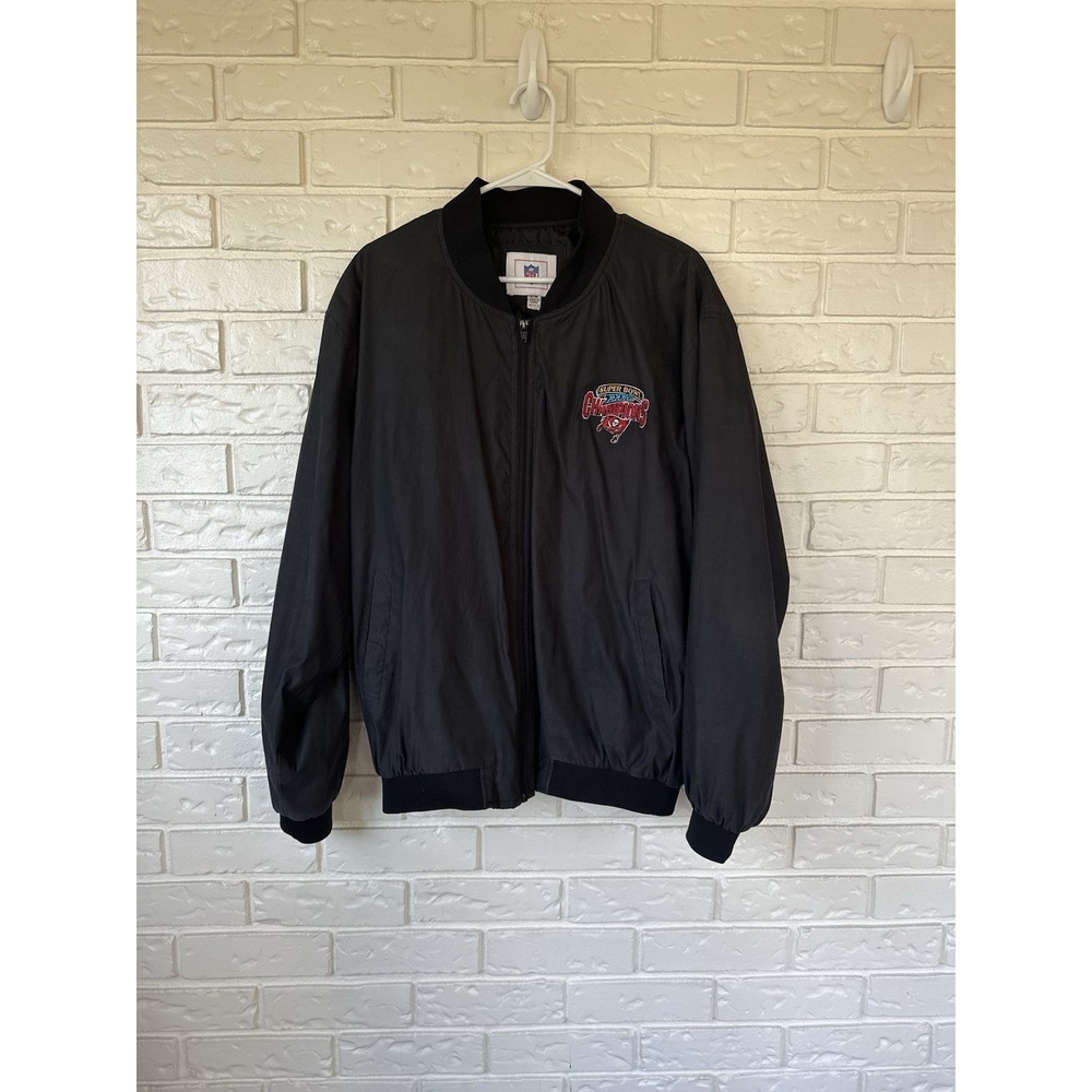 Tampa Bay Buccaneers Super Bowl Champs NFL Jacket Black Bomber Sz Large Vintage